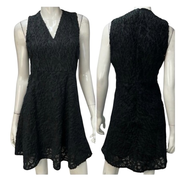Theory Dresses & Skirts - Theory Mini Dress SZ 4 BLK Lace Floral Cocktail Preppy Party Coquette Whimsygoth